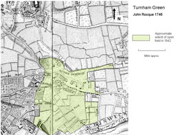 Rocque's 1748 map of Turnham Green and its surrounding area
