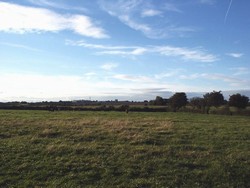 Adwalton sits on the edge of Bradford. Here, looking towards Wisket Hill across the north western part of the battlefield, one can see on the horizon the encroaching industrial development.