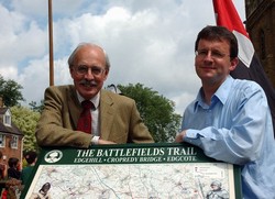 Unveiling of the interpretation panel at
                      Kineton by Professor Richard Holmes, as the
                      official launch of the Battlefield Trail.