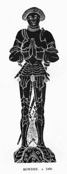 A knight of circa 1480 depicted on a brass at Howden.
