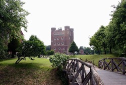 Tattershall Castle viewed from beyond the outer moat. The castle, now in the care of the National Trust, was a royalist garrison at in 1643, at the time of the battle of Winceby.