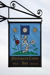 The new pub sign at the Mortimer Cross Inn