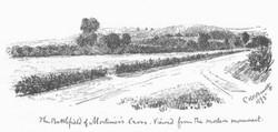 Barrett's sketch of the battlefield at Mortimer's Cross looking north west from the Pedestal monument.