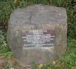 Memorial beside Powick Bridge to the skirmish of 1642 and the battle of 1651