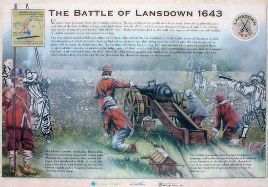 interpretation panel on Lansdown Hill near monument