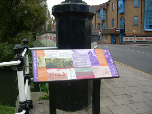 The battle of Brentford information board at Brentford Bridge