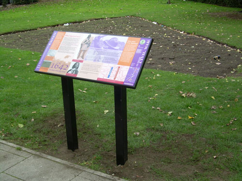 The battle of Turnham Green information board on Turnham Green Terrace