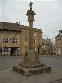 The cross in the Market Square in Stow where the fighting ended