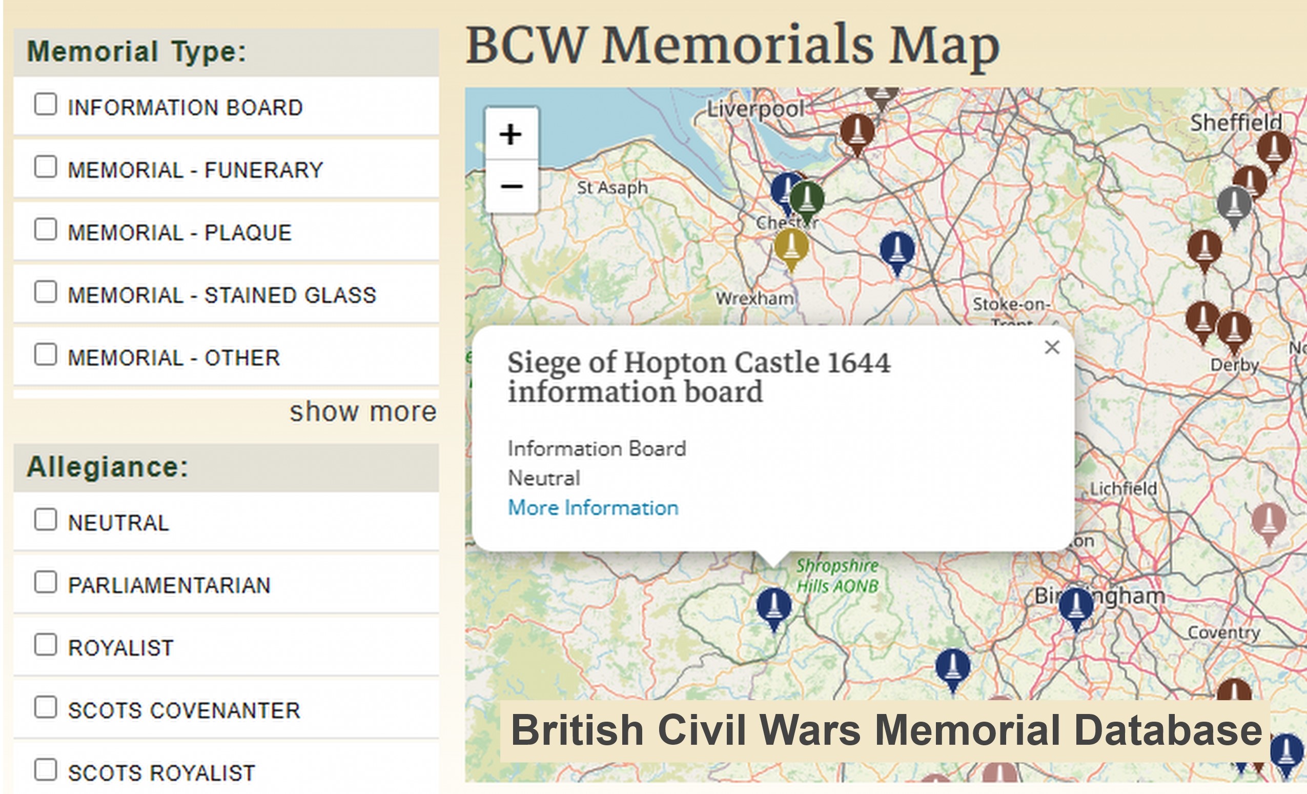 BCW memorial database map search page BCW memorial database map search page