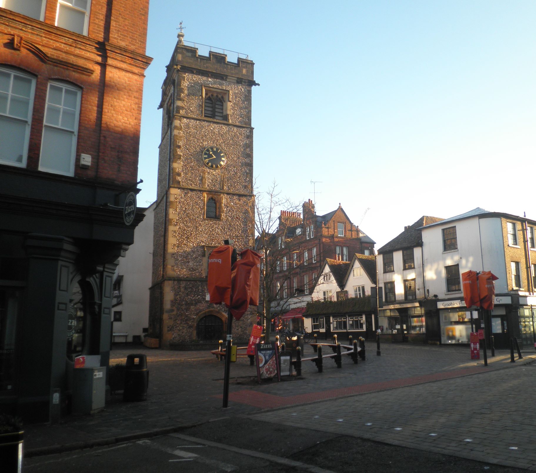 St Albans' clock tower and market place St Albans' clock tower and market place