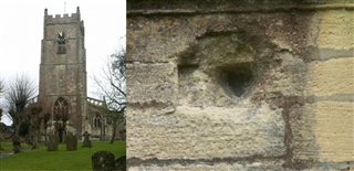 Highworth Church and the damage caused by the culverin round shot