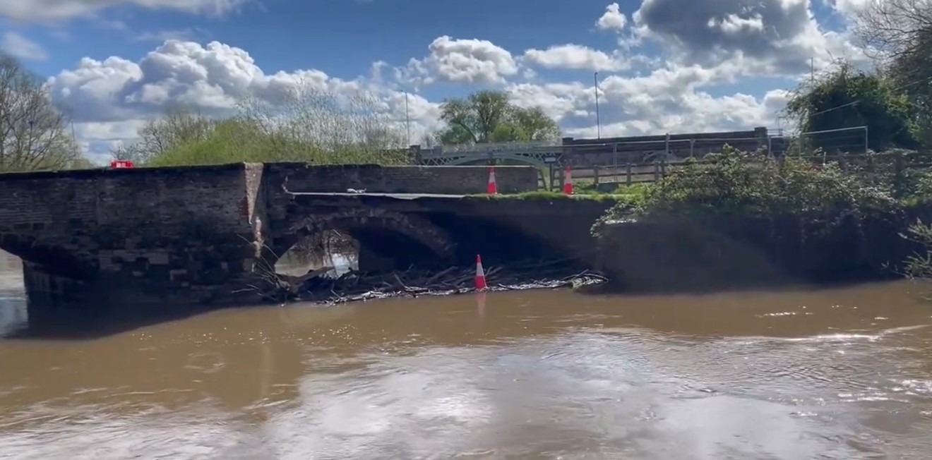 Powick bridge flood damage (Image: Battle of Worcester Society) Powick bridge flood damage (Image: Battle of Worcester Society)