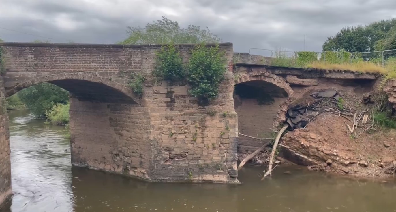 View of the collapsed part of the bridge in July 2024 View of the collapsed part of the bridge in July 2024