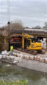 Repairs at Powick Old Bridge on 17 March 2025 - Photo: Dee Bruce