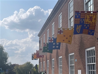 The banners in Copenhagen Street (Photo: Battle of Worcester Society)