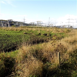 Newburn Ford battlefield showing the English position already compromised by development