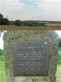 Top: Southam (1642) battlefield. Bottom: memorial to the battle of Gainsborough (1643