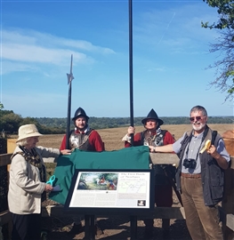 Mayor Cllr Jo Day and Dave Stubbs unveil the new information board. Photo: Neil Hart