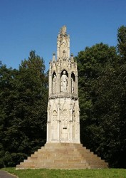 The Eleanor Cross from which the Archbishop watched the battle.