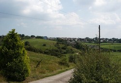 The steep scarps bounding the battlefield on the west side, viewed here from near Arbour House.