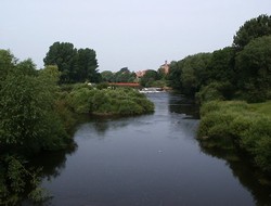 The river at Boroughbridge, looking west from the bridge to the weir.