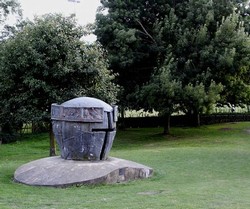 The battle monument, which lies immediately to the east of the priory ruins.