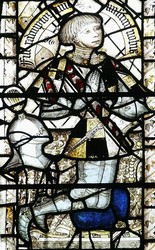 A knight of the period of the Wars of the Roses, from a stained glass window in East Harling Church, Norfolk