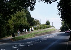 The ascent to the summit of Green Hill on the Alcester road. It is suggested by Cox that it was just beyond the top of this rise that Edward deployed and that the armies first engaged.