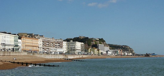 Hastings castle on cliffs